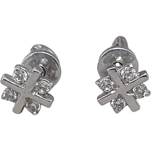 Золотые серьги-пуссеты Гаразд с фианитами. 3533503Б