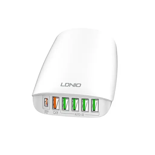 Зарядное устройство адаптер 6 портов Ldnio A6573C 5 USB + 1 Type-C 65 ВТ - фото 1