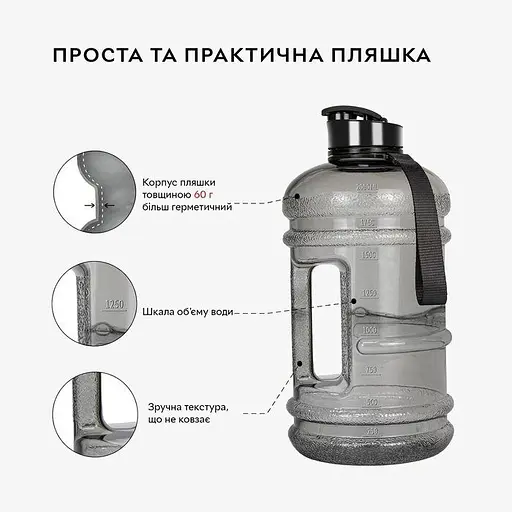 Пляшка IronFlex Gallon Water Bottle 2.2 л Black - фото 3