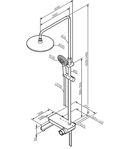 Душевая система AM.PM Like ShowerSpot F0780700 - фото 10