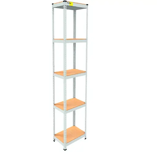 Металевий стелаж Emby Light Series (розмір 2400х450x300мм) 5 полиць ДСП до 100кг Білий