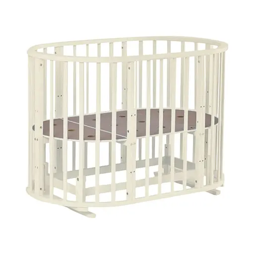 Кроватка круглая-трансформер Божья коровка 8 в 1 с маятниковым механизмом белый