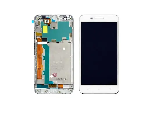 Дисплей для Lenovo C2 с белым тачскрином и серебристой корпусной рамкой - фото 1