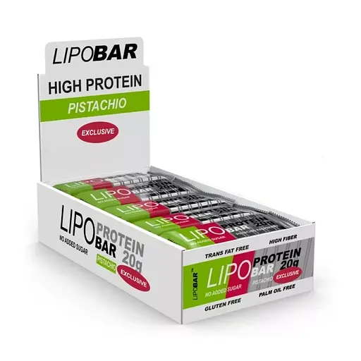 Батончик Lipobar Protein Bar БЛОК, 20*50 грам Фісташка 000313961
