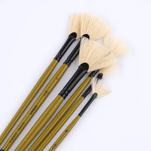 Пензель щетина віялова AMBER 2306FN №0 довга ручка Rosa - фото 6