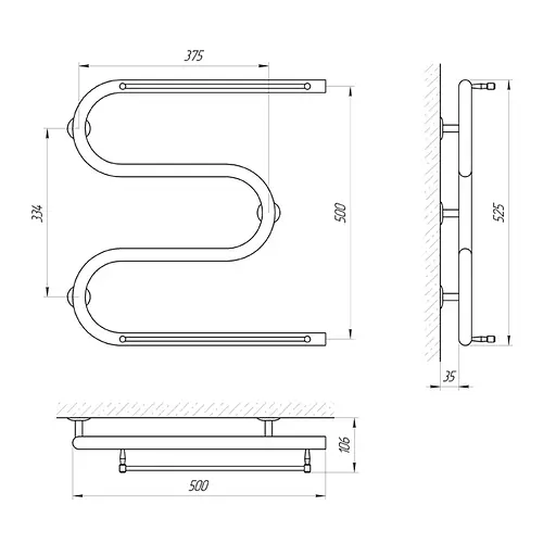 Полотенцесушитель Laris Змеевик 25 РС3 500x500 с 2-мя полочками 1/2'' 71207182, Хром - фото 2