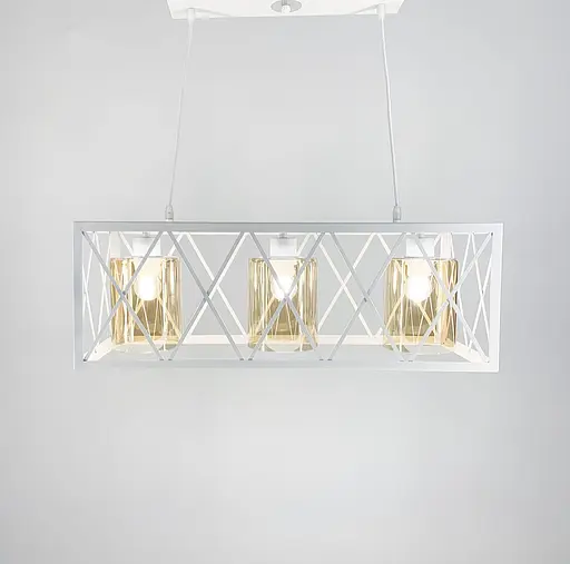 Люстра в металевому білому каркасі на 3 плафони Line.F Колір плафона Графітовий - фото 6