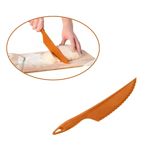 Пластиковий кухонний ніж для силіконового килимка крему, торта, тіста овочів та фруктів 30.5 см, Kitchette Помаранчевий 84345 - фото 2