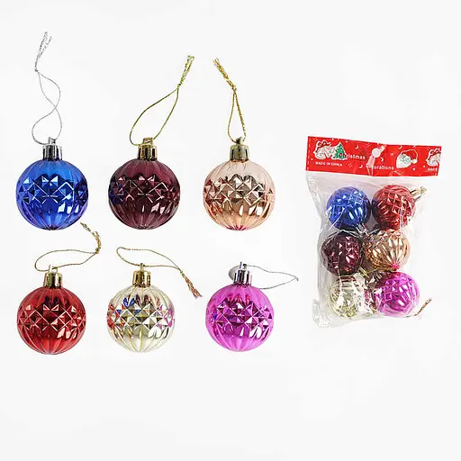 Набір ялинкових прикрас Кулі, C67983, 6 шт., 4 см