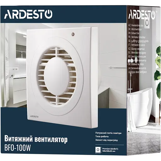 Вытяжной вентилятор Ardesto BFO-100W 15 Вт 80 м3/ч 2400 об/мин. 33 дБ белый - фото 7