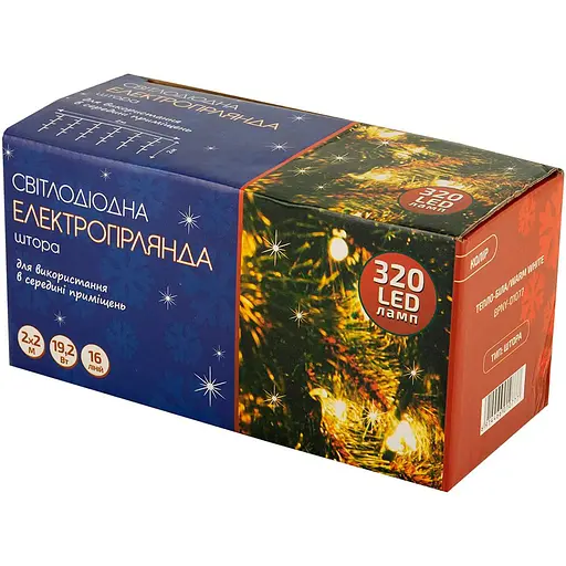 Електрогірлянда BPNY LED штора тепло-біла 320LED 2х2 м 220V 19.2W (116028)