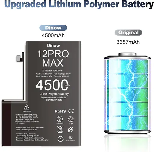 Акумулятор для iPhone 12 Pro Max, літій-іонний полімерний акумулятор високої ємності 4500 мА·год COM з iPhone 12 Pro Max - фото 2