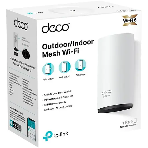 MESH-система TP-Link WiFi-Mesh Deco X50 AX3000, 2xGE LANWAN, 1мод, наружная (Deco-X50-Outdoor-1-pack) - фото 2