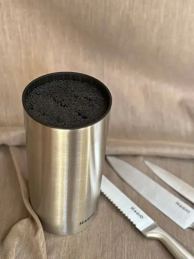 Универсальный набор 5 кухонных ножей с подставкой из ножей нержавеющей стали для кухни Magio MG-1093 Серый - фото 7