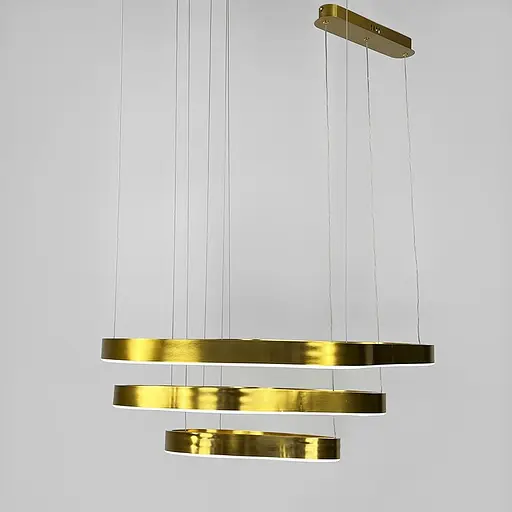 Необычная и эффектная золотая люстра на 3 яруса 80+64+43 см | Ст. PCL006-800*600*400 PGD Line F - фото 6