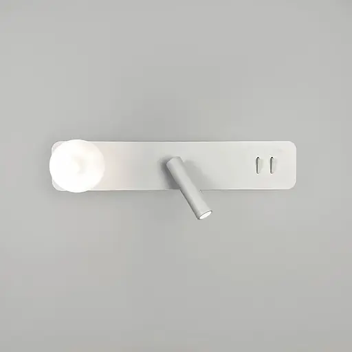 Біле бра з білим плафоном та спотом на 2 вимикачі 40х8 см | Line F | Арт. B91/2 WT - фото 3