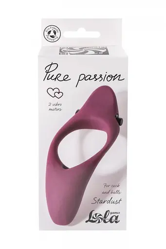 Эрекционное кольцо с вибрацией Lola Games Pure Passion Stardust 13 см бордовый - фото 4