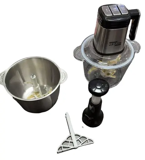 Измельчитель Zepline ZP-00219 6в1 с двумя чашами стекло и нержавеющая сталь 3000 Вт Серебристый - фото 3