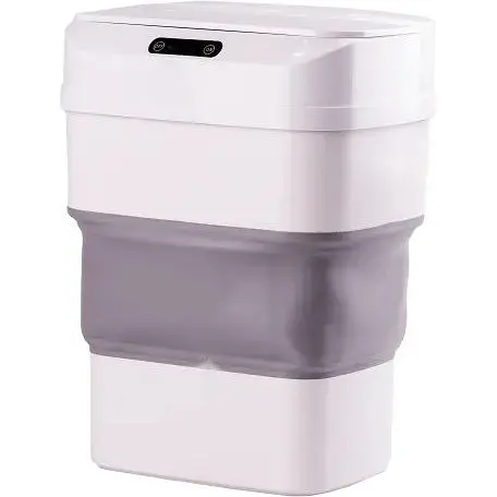 Сенсорне відро для сміття Houhai Industrial складне для дому та офісу 8-17.5 л сіре HPLN1 - фото 1