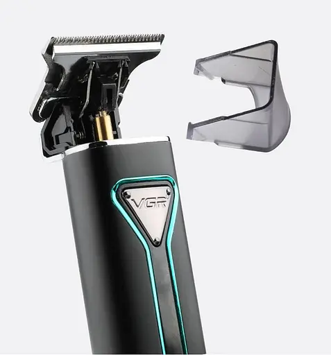 Тример-машинка акумуляторна для стриження волосся й бороди VGR V-009 (4 насадки) Чорний - фото 4