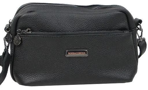 Женская кожаная сумка на плечо Borsacomoda черная sum0028725 - фото 5