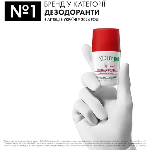 Антиперспірант Vichy Deo Clinical Control кульковий 96 годин захисту проти надмірного потовиділення та запаху 50 мл (MB468300) - фото 4