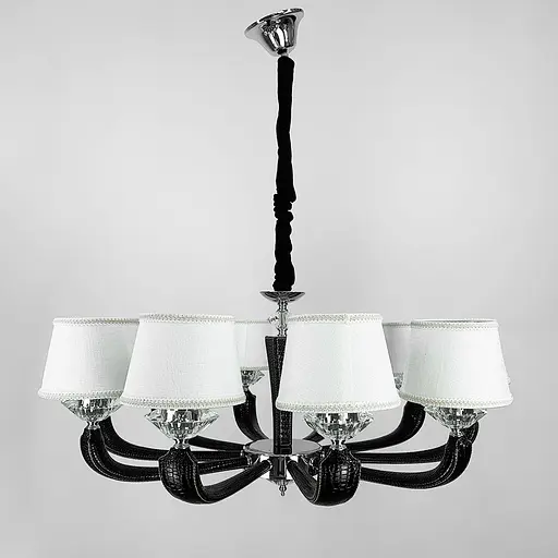 Люстра с элементами черной экокожи на 10 абажуров Line.F S 6610/10 BK - фото 1