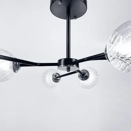 Стельова люстра в чорному корпусі на 6 ламп Line.F Колір фурнітури золотий - фото 9