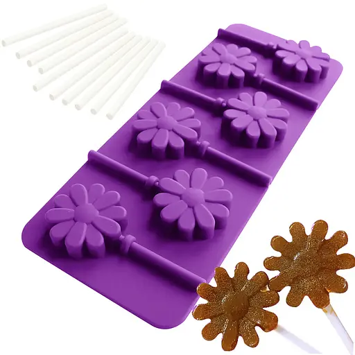 Силиконовая форма для леденцов и конфет на палочке "Цветок", Kitchen Master Фиолетовый 81886 - фото 2