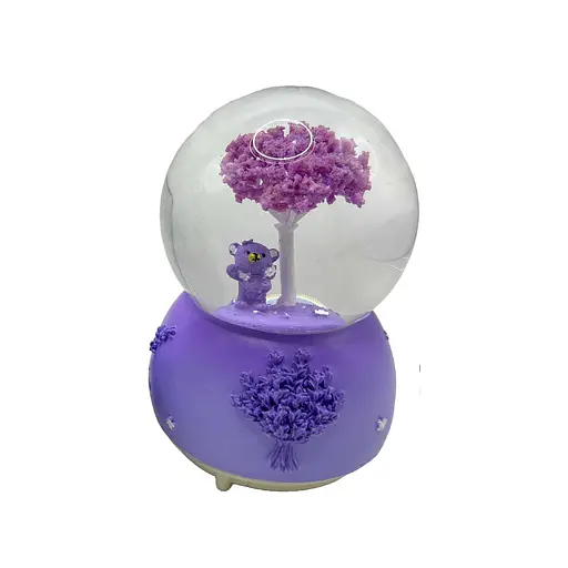 Сніжна куля Музична з підсвіткою Лавандовий ведмедик, F-312-80, 80 мм (В асортименті) - фото 2