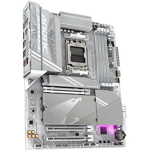 Материнская плата Gigabyte X870 Aorus Elite WIFI7 ICE, X870, 4xDDR5, Int.Video (CPU), 4xSATA3, 4xM.2, 1xPCI-E 5.0 x16, 1xPCI-E 4.0 x16, 1 ALC1220, Realtek 2.5GbE, WiFi 7, Bluetooth 5.4, HDMI/2xType-C, ATX - фото 3
