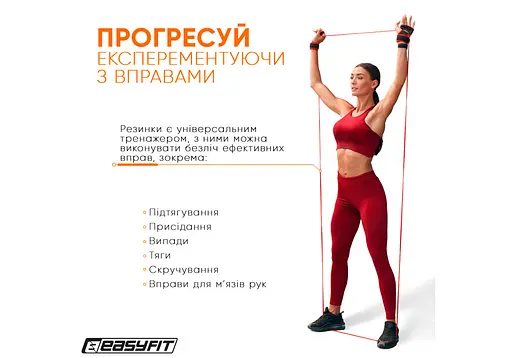 Гумова петля EasyFit 2-15 кг червона (EF-2654-2) - фото 4