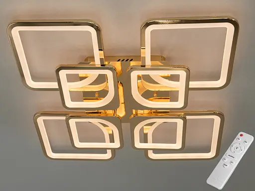 Многофункциональная потолочная светодиодная люстра, 135 Вт, золото. - фото 1