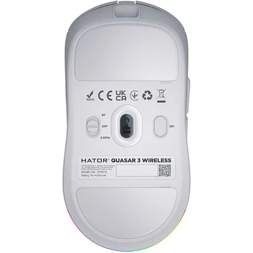 Игровая мышь Hator HTM-731 Quasar3 Wireless ESports Gaming 12000dpi 35G White - фото 5