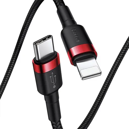 Дата кабель Baseus Cafule Type-C to Lightning PD 18W (1m) (CATLKLF) Red / Black - фото 3