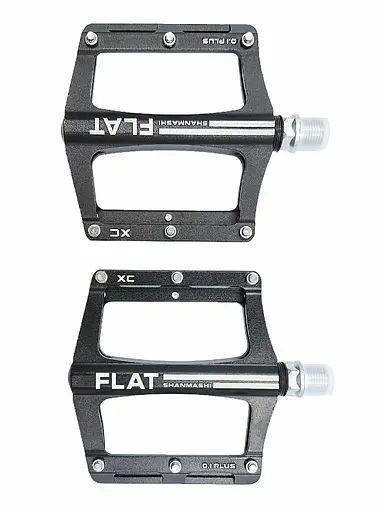 Педали велосипедные алюминиевые Shanmashi Flat 0.1plus на промподшипниках Черный с белым (G0000259) - фото 2