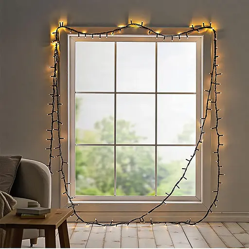 Новогодняя гирлянда комнатная нить Garlando Pro W220LED22MBY 22 м 220 LED черный провод Желтый свет - фото 2