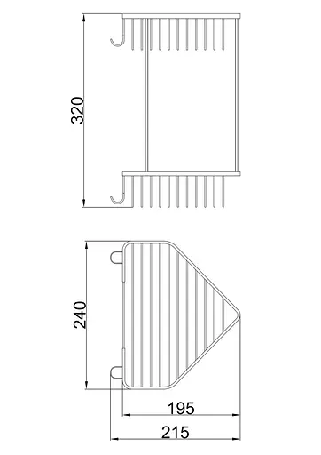 Полиця кутова Frap 2 яруси 240x320мм F335-1 1/20, Хром - фото 2