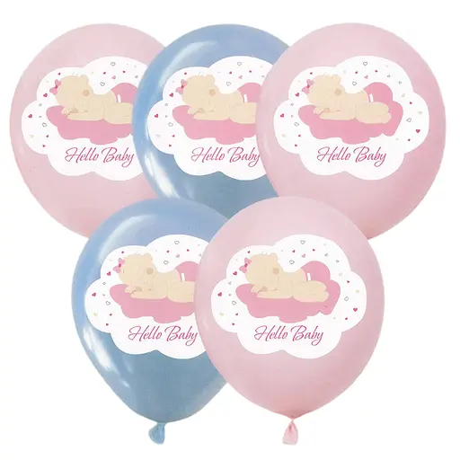 Шарик воздушный латексный с принтом 30 см (25) Baby розовый, IDEA7-PB-56