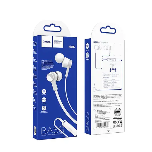 Наушники Hoco Oceanic universal earphones with mic M86 - фото 2