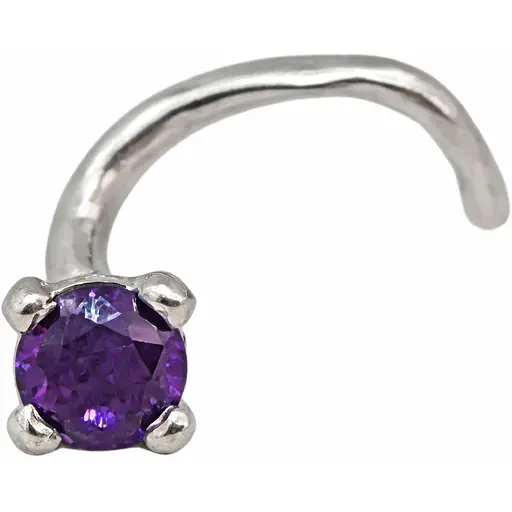Серебряная серьга-пирсинг в нос. 1017.5С Фиолетовый - фото 1