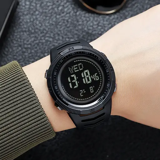 Годинник чоловічий спортивний з компасом Skmei 2147 Compass (Чорний з чорним циферблатом) - фото 7