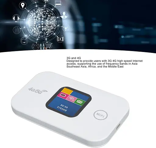 Портативний Wi-Fi модем з екраном Mobile Router PH319-E LCD 2.4G, 4G роутер White (17963) - фото 5