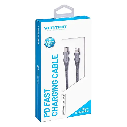 Кабель Vention USB 2.0 C to Lightning Cable 1 м сірий Aluminum Alloy Type (TACHF) - фото 2