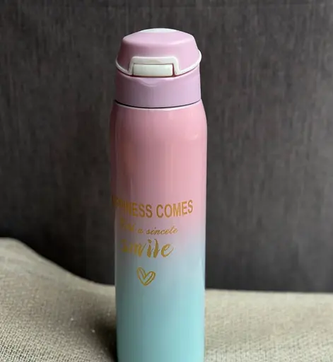 Термос "Happiness Comes" розово-голубой градиент нержавеющая сталь 500 мл - фото 2