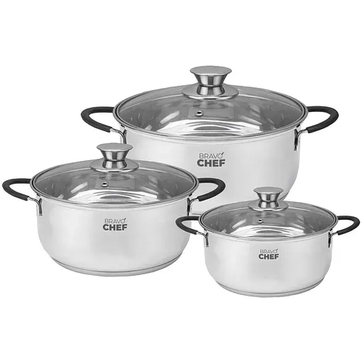 Набір каструль Bravo Chef Safran з кришками 3 шт. (BC-6002) - фото 1