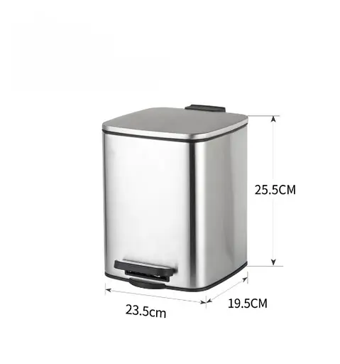 Відро для сміття Zerix Kubix-TC0106 SS Color з плавним закриттям квадратне 6 л нержавійка (ZX5889)  - фото 4