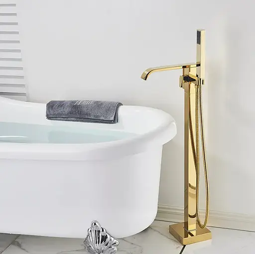 Смеситель для ванны Rea Carat напольный gold REA-B5231 Золотой - фото 2