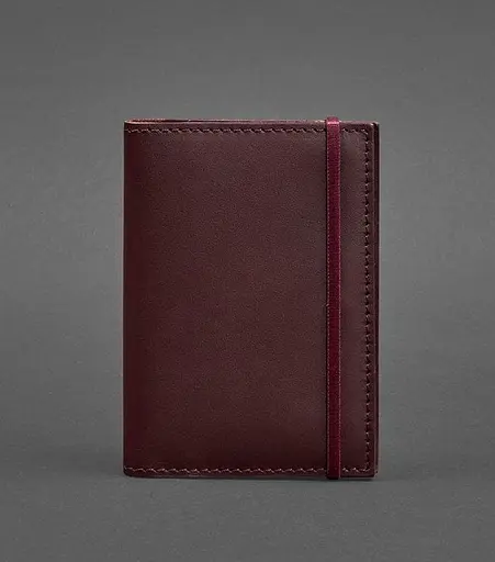 Шкіряна обкладинка для паспорта 2.0 бордова Краст - фото 1