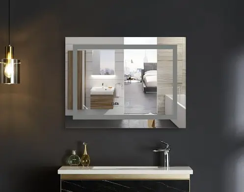 Дзеркало Mixxus WARM MR02-70x50 з LED Touch, Anti-fog, димером, регулюванням яскравості, годинником (MI6668) - фото 4